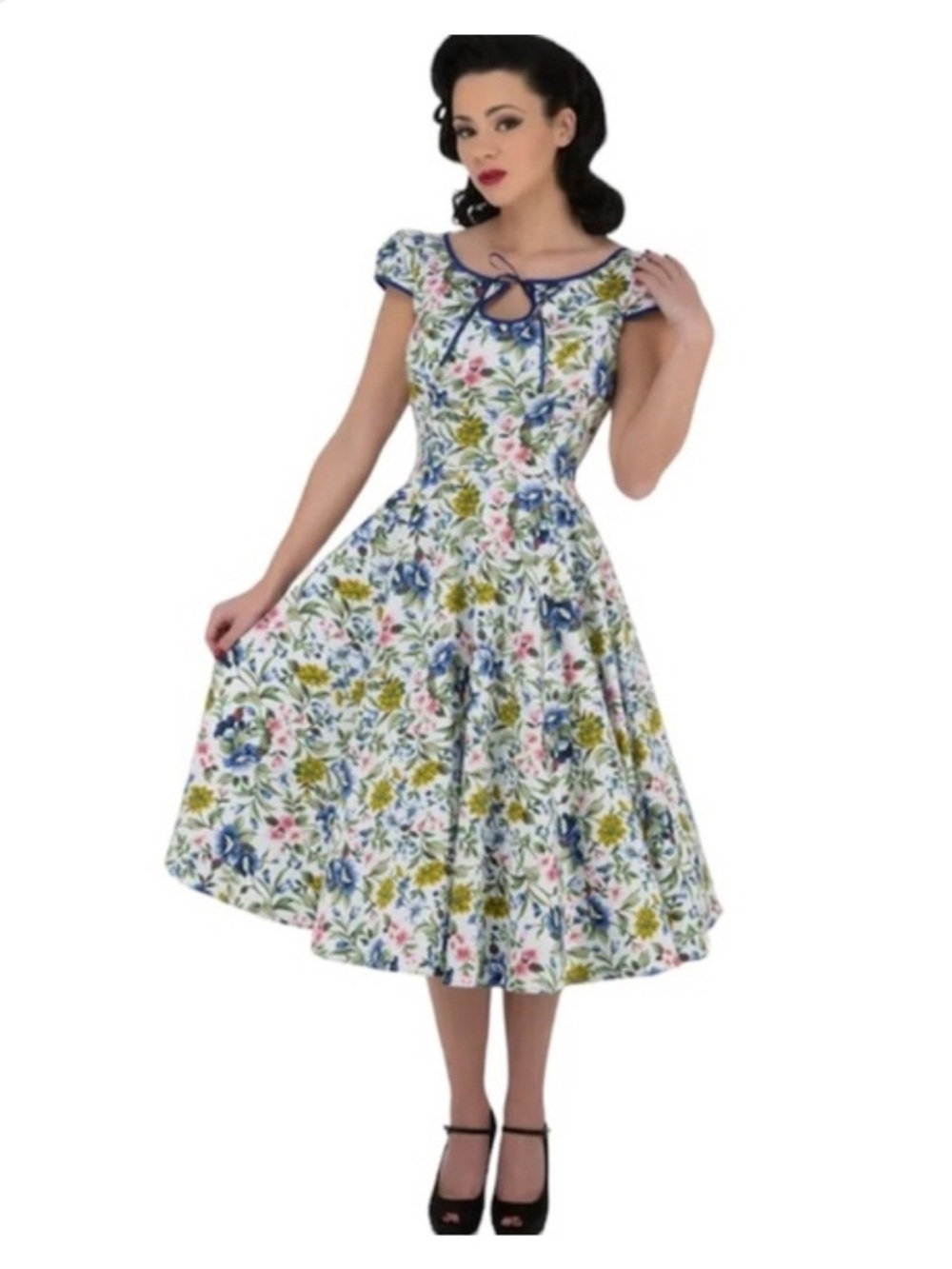 NWTs Hearts & Roses London | Snow White Floral Day Dress Pinup Swing Style 14